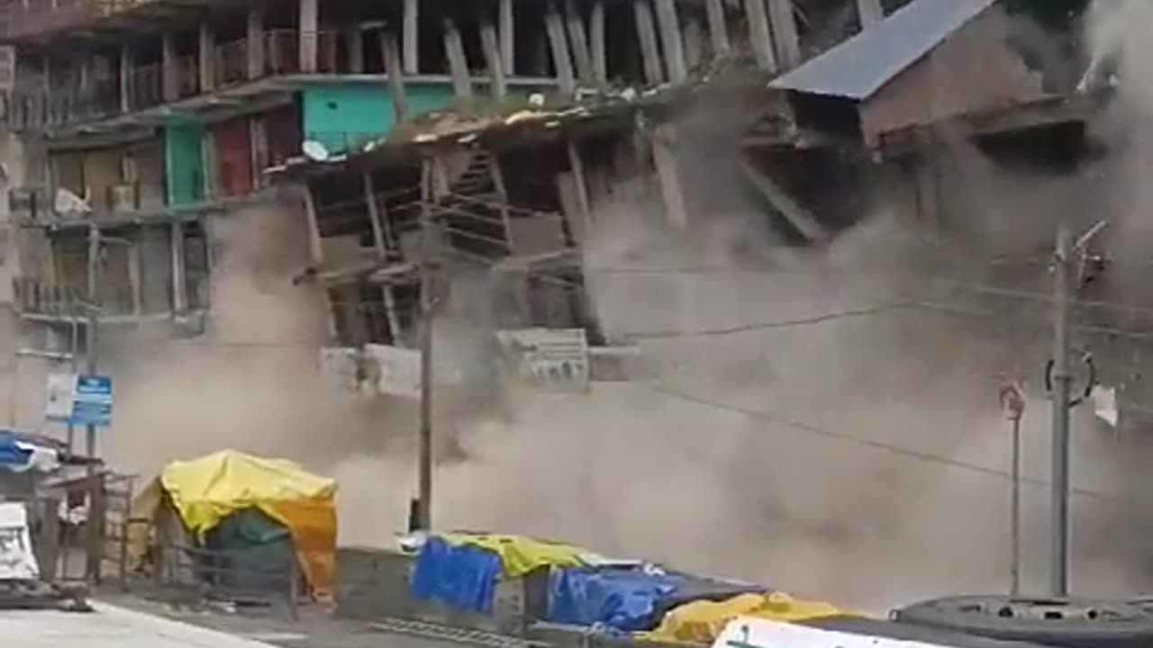 India's Himachal Pradesh experiences a devastating landslide collapse of multiple houses.