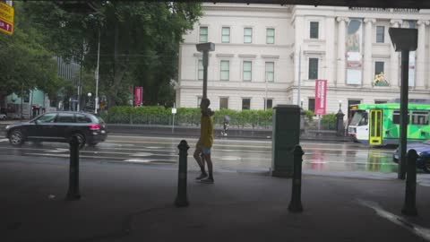 Pedestrian on a Rainy Day