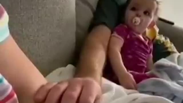 Child so cute and caring with our father
