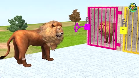 3D Gorilla Cow Tiger Lion Elephant Fountain Crossing Animal Game