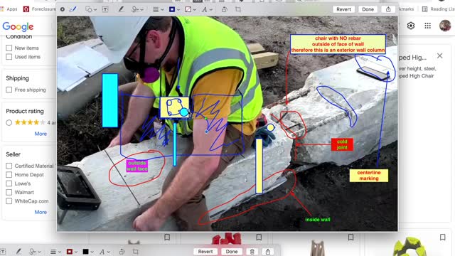 Champlain Towers Rebar Chairs exposed in core sample plus in NIST image