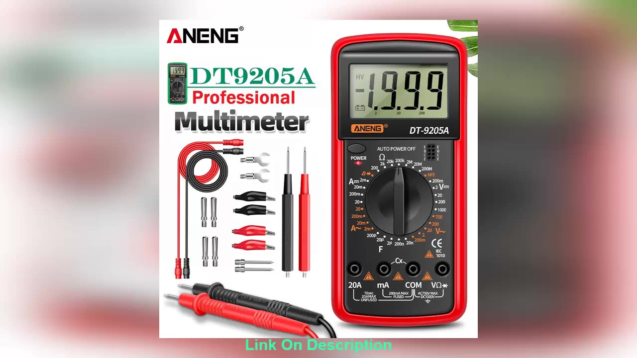 Exclusive ANENG DT9205A Digital Multimeter AC/DC Transistor