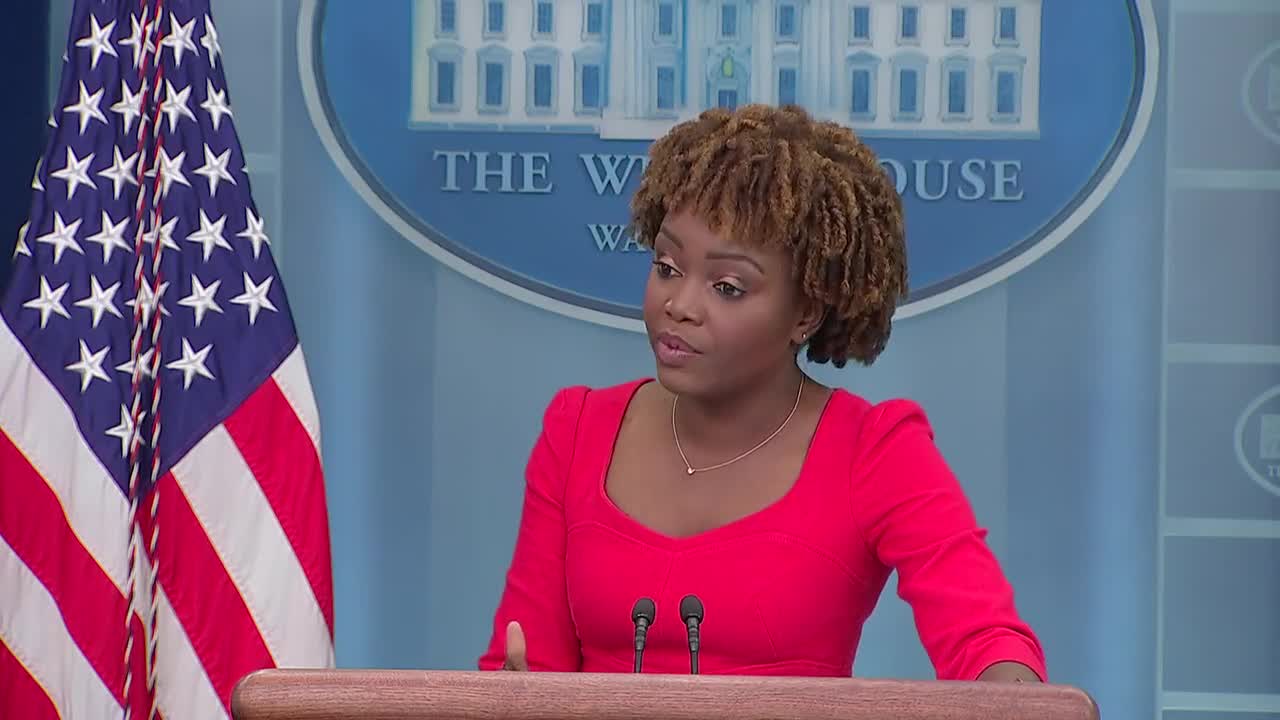 White House press secretary Karine Jean-Pierre holds a briefing