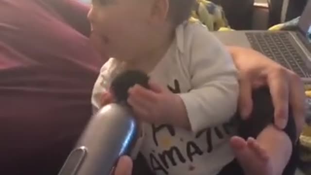 BABY WITH MASSAGE GUN FUNNY