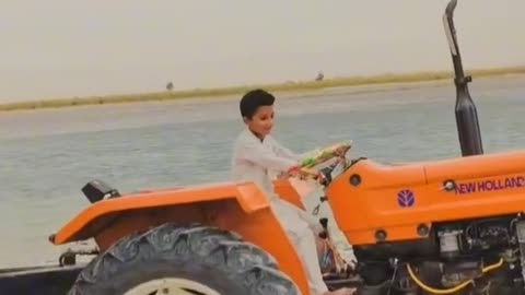 Kids drive tractor so sad so funny video