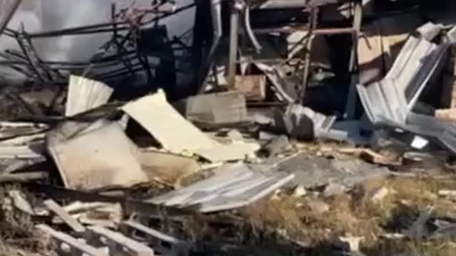 Result Of A Russian Cruise Missile Strike On A Ukrainian Military Warehouse In Nikolaev Region