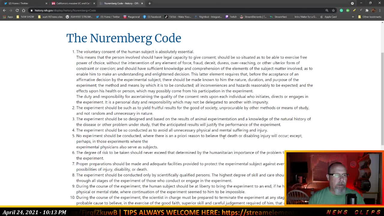 🔴🟡🟠🏫💉💊⚖NC#0045UC and Cal State systems plan to require COVID 19 vaccinations and Nuremberg Code