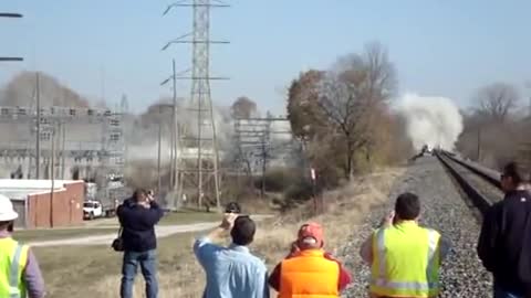 Chimney falling in the wrong direction 🤯🤯