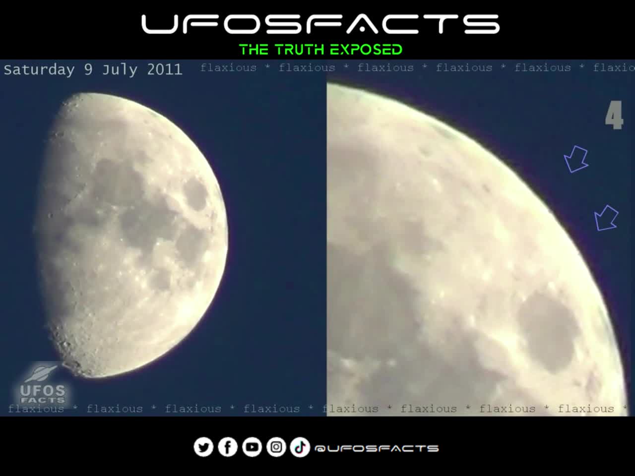 7 UFOs near Moon? 9July2011 HD