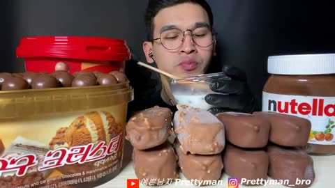 ASMR CHOCOLATE ICE CREAM Maltesers, MAGNUM, GooGoo, Nutella DESSERT MUKBANG 디저트 아이스크림 초콜릿 먹방 EATING