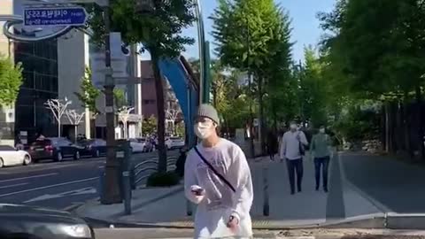 Couple walks in china street