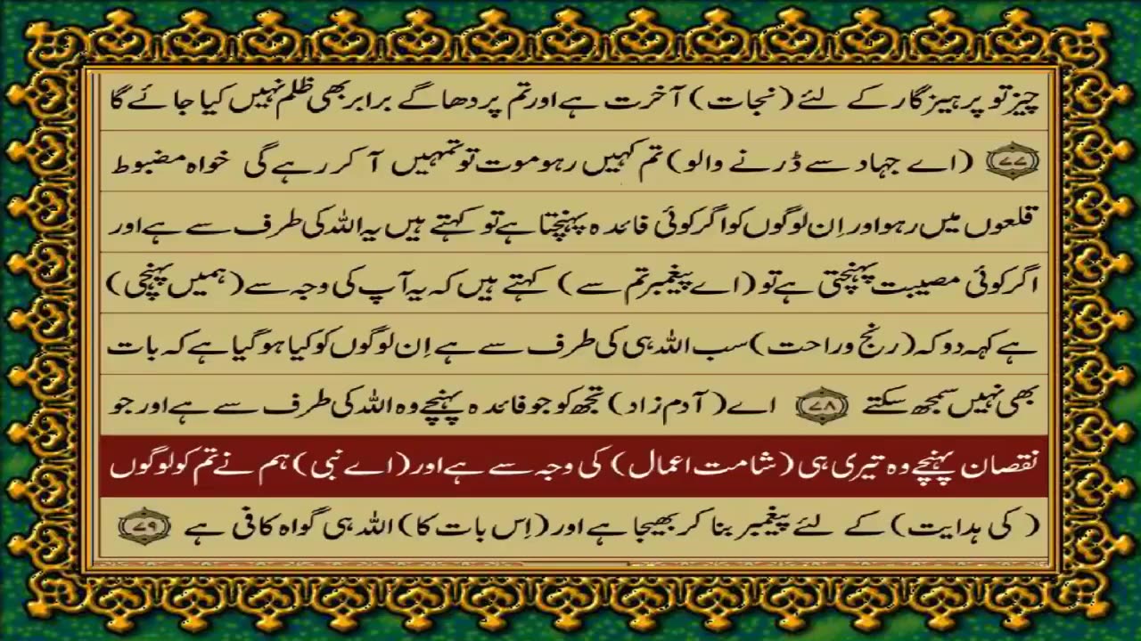 QURAN PARA 5 JUST/ONLY URDU TRANSLATION WITH TEXT HD ISLAM