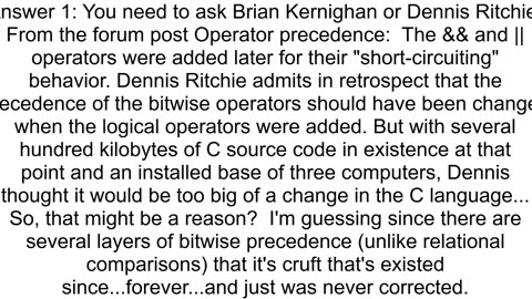 Operator precedence bitwise 39amp39 lower than 3939