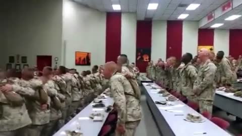 US Marines sing _These are the days of Elijah_.