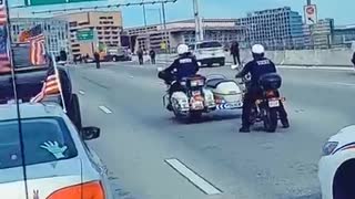 Yesterday - American freedom convoy was met with a big police presence in DC