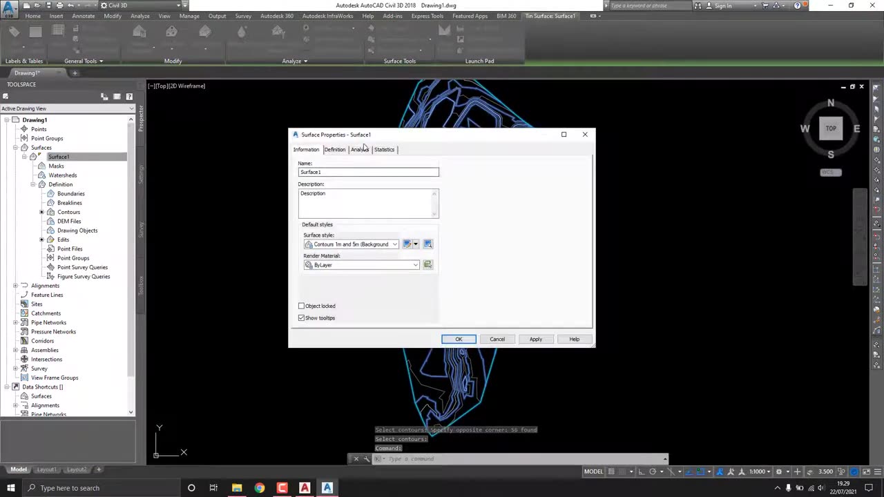 Autocad Civil 3D Create Contour From Polyline & Generate Point
