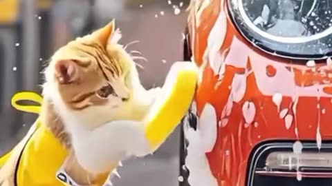 Bubby the Cat Helps Wash the Car - Adorable Cat Moments!"