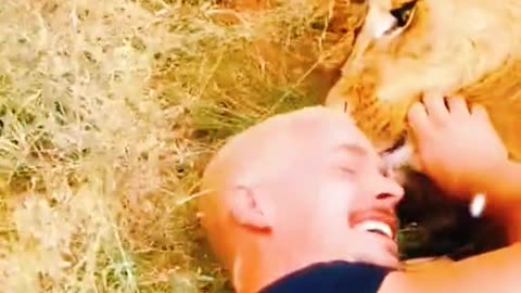 Lion playing with a Man! Amazing video every one must have to see.