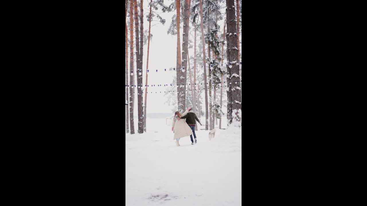 Pets in snow and romance