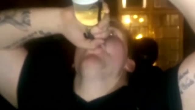 Nsfw big white guy downs bottle of white wine