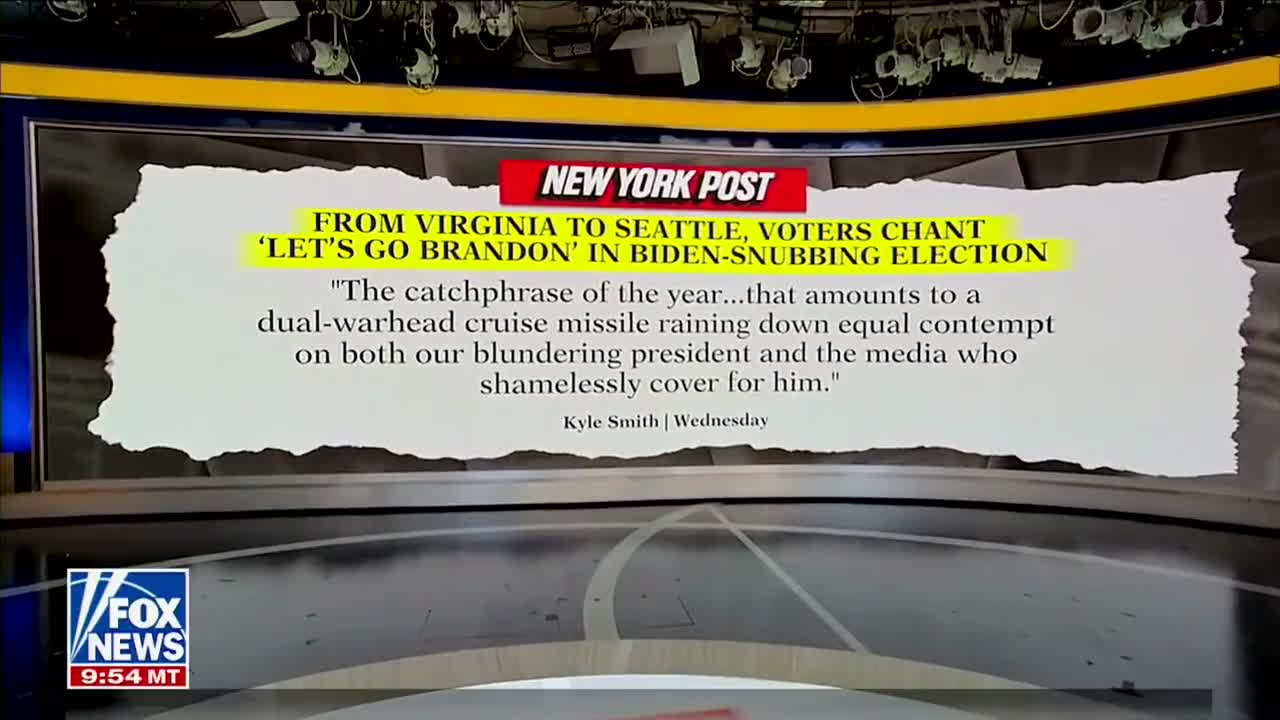 Fox News anchor Harris Faulkner: "Alright, we're gonna end it here with Let's Go Brandon."