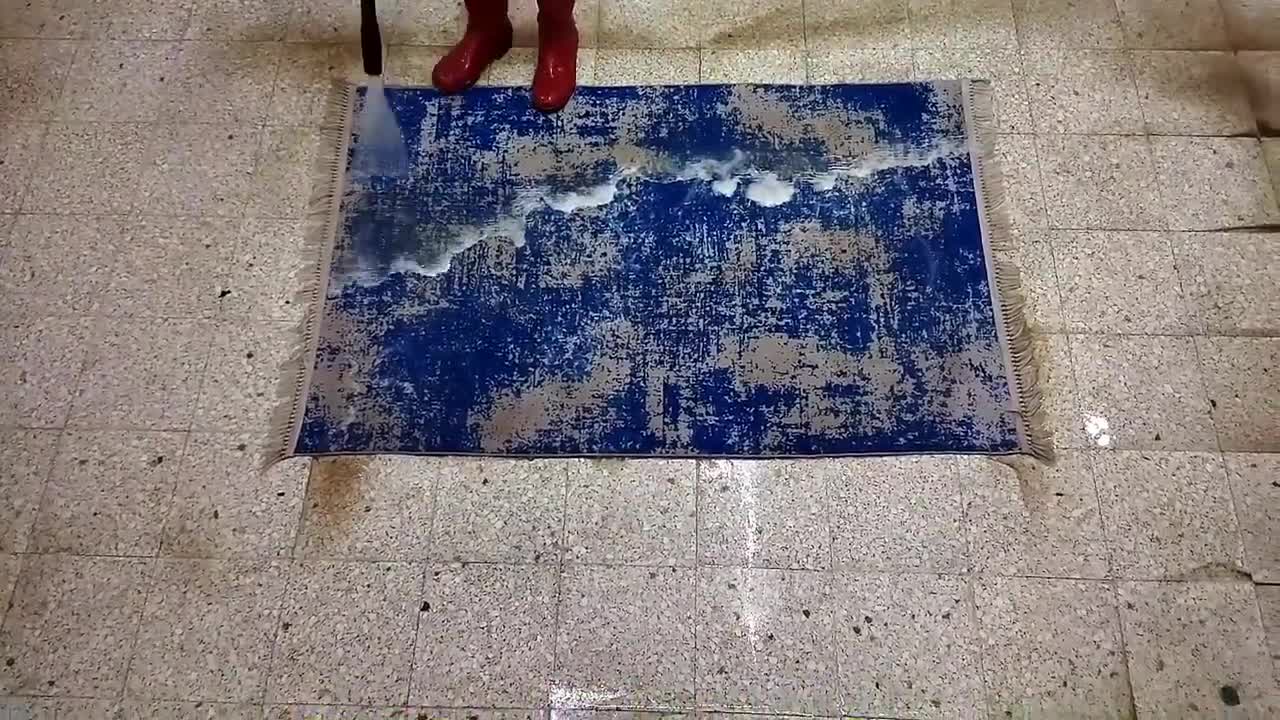 Blue heavy dirty carpet cleaning satisfying rug cleaning ASMR
