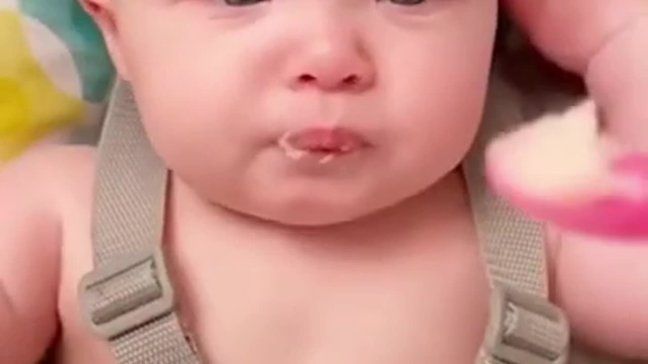 Funny baby eating video