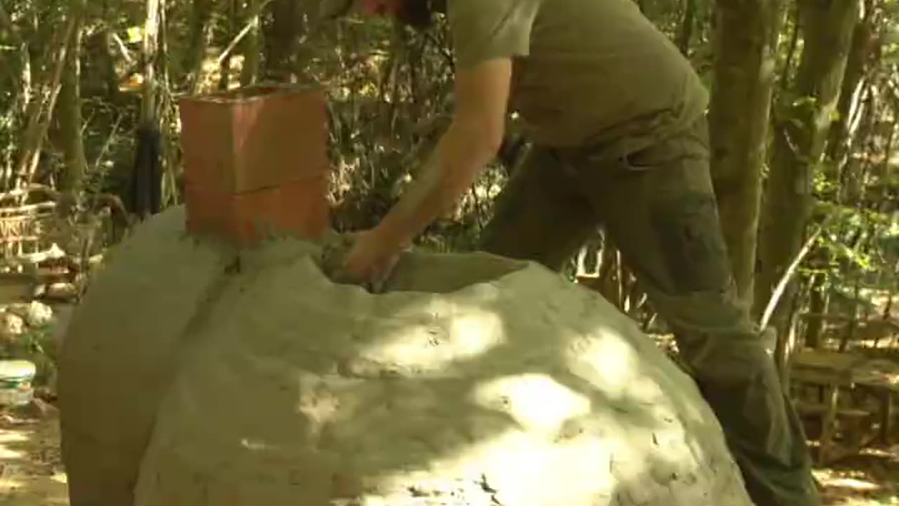 Stone oven construction in the garden of the forest house #shorts