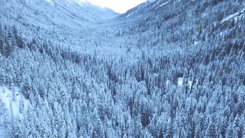 Drone View Snowy Mountain