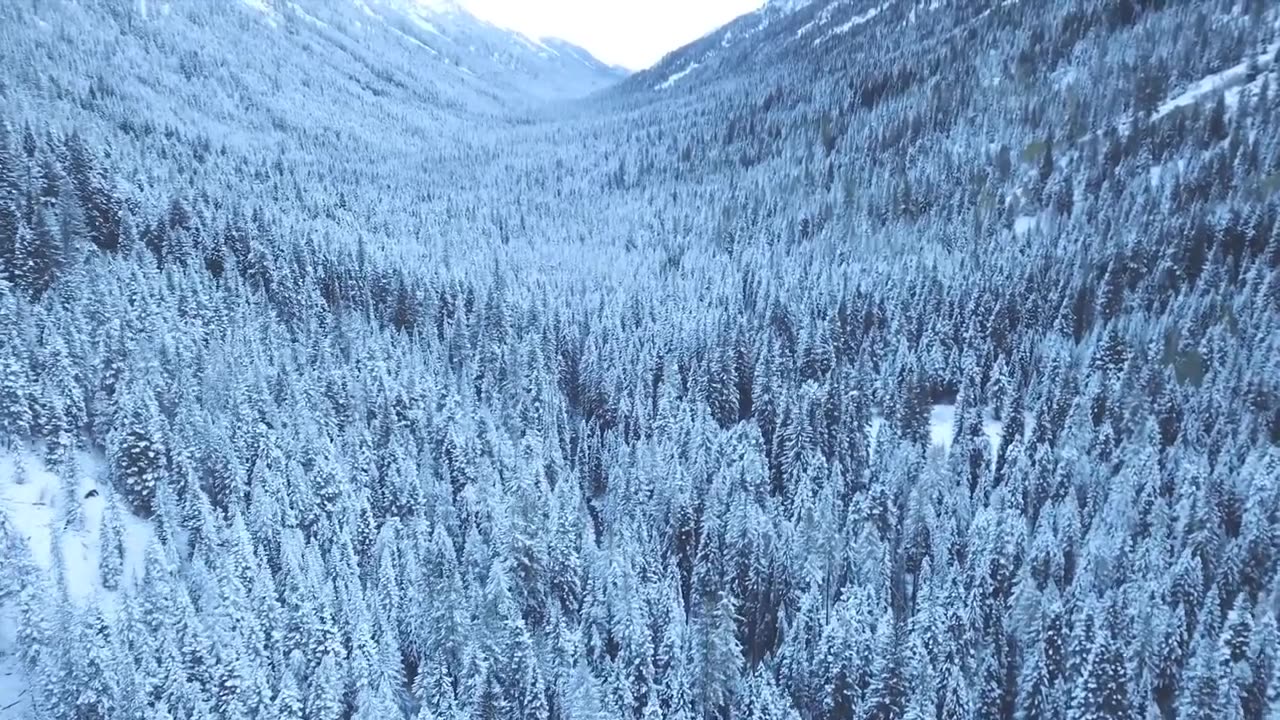 Drone View Snowy Mountain