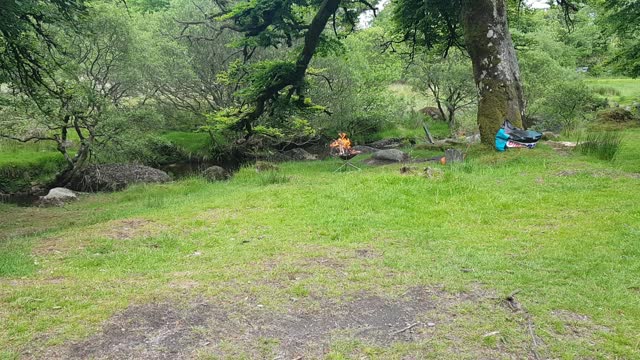 Portable firepit. By river