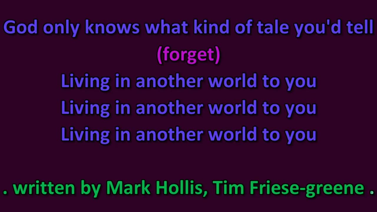 Talk Talk- Living in another world, with lyrics.