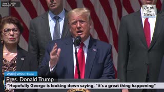 Trump - "Hopefully George is looking down and saying "this is a great thing that's happening..."