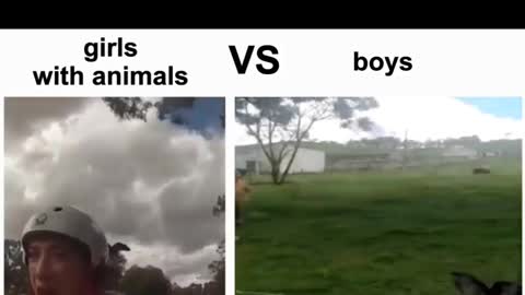 Girls with animals vs boys with animals most funny video