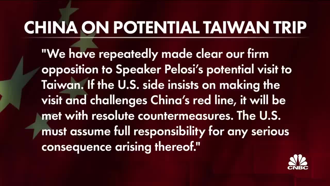 Pentagon says military will provide security for Pelosi trip to Taiwan
