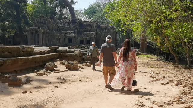 Walking to temple