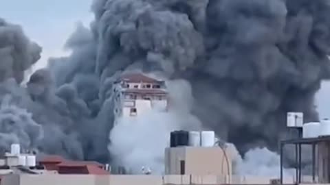 Two towers in Gaza City, which host media collapsed after they were hit by an airstrike