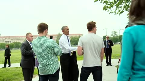 The President Takes a Surprise Walk..the President of the United States of America.