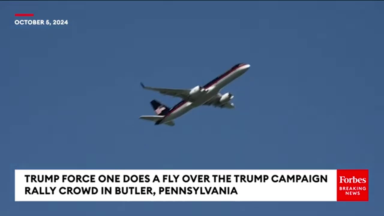 JUST IN: Trump Force One Does A Flyover The Rally Crowd In Butler, Pennsylvania