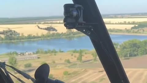 Multiple Ukrainian Helicopters Flying Along Side Dnipro River