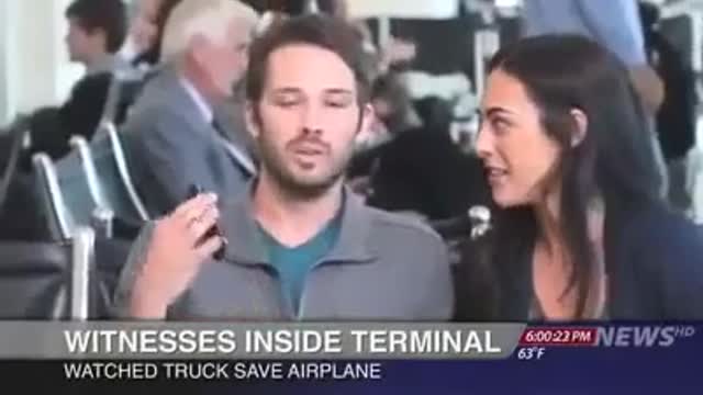 Plane Landing Saved by a Truck