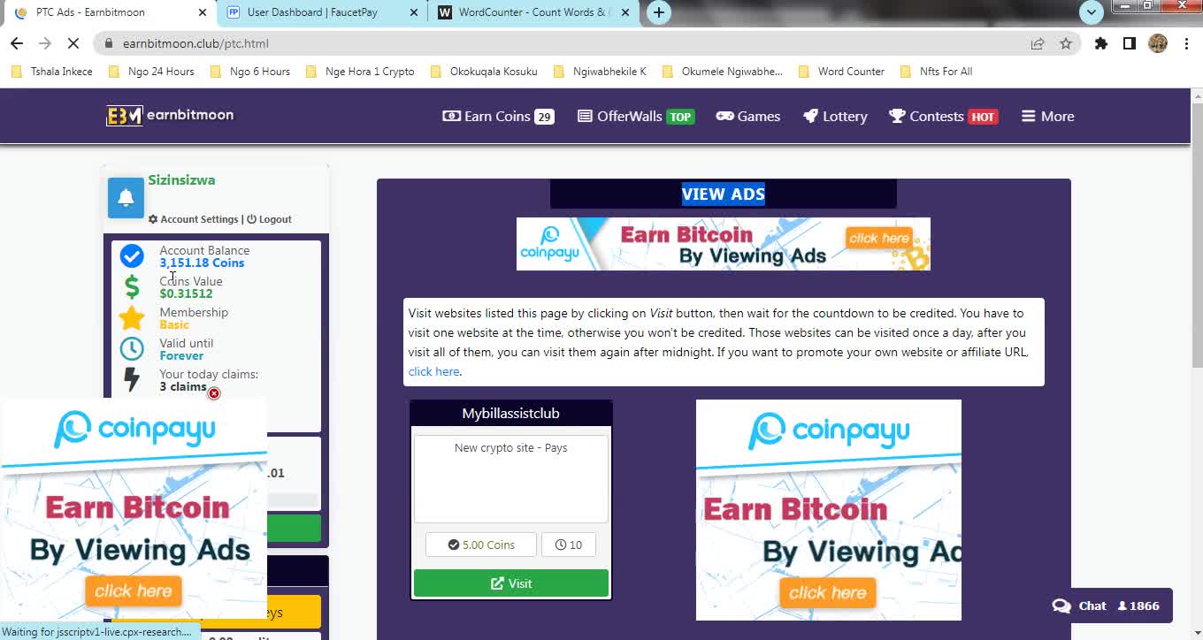 How To Claim Free Paid To Click Ads TRON TRX Coins At Earnbitmoon & Instant Withdraw FaucetPay