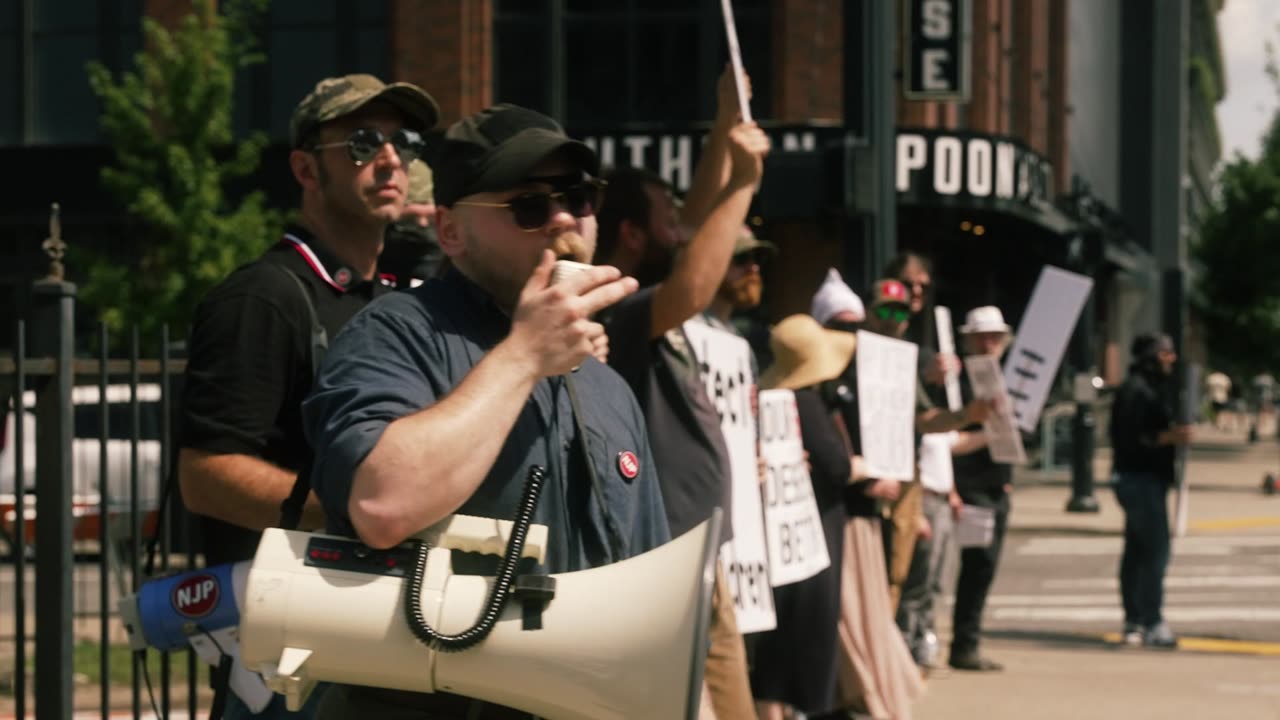 NJP activists protesting 'Drag Queen Story Hour' event in downtown Nashville, TN July 22, 2023