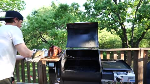 Cooking Whole Wild Turkey on Pellet Grill | JUICY MEAT!