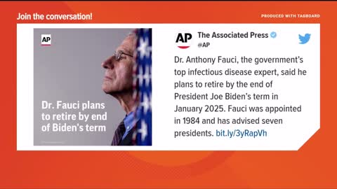 Dr Anthony Fauci is retiring “I will be leaving these positions in December of this year”