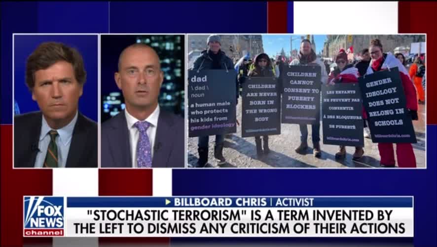 Billboard Chris & Tucker Carlson expose horrors of "gender affirming care"