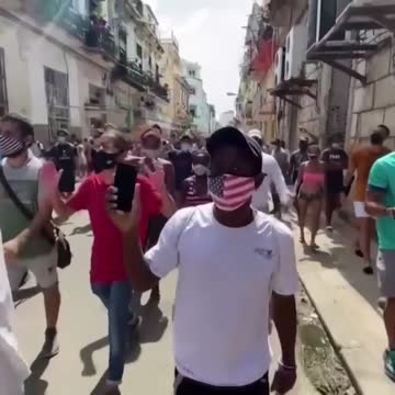 Cubans protesting Marxism in Cuba