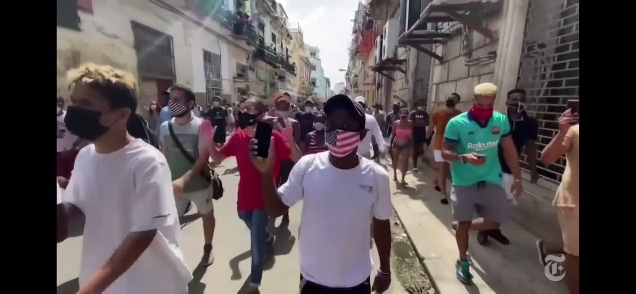 Cubans protesting Marxism in Cuba