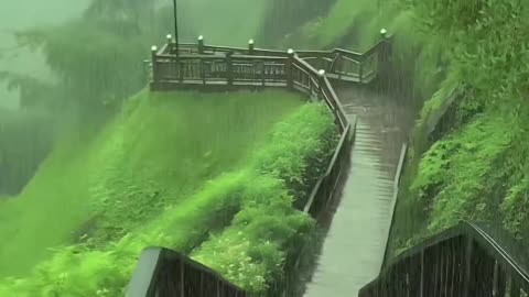 Beautiful Bridge view with rain