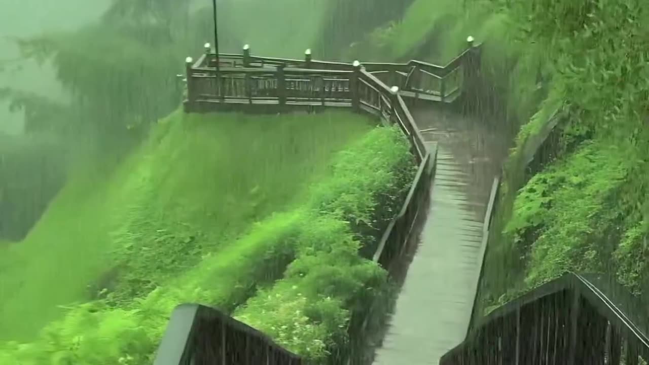 Beautiful Bridge view with rain